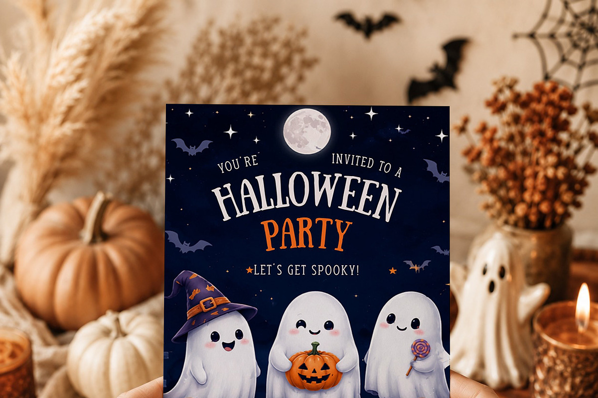 Cute Ghost Halloween Invitation, an Invitation Template by Arslan (Photo 2 of 5)