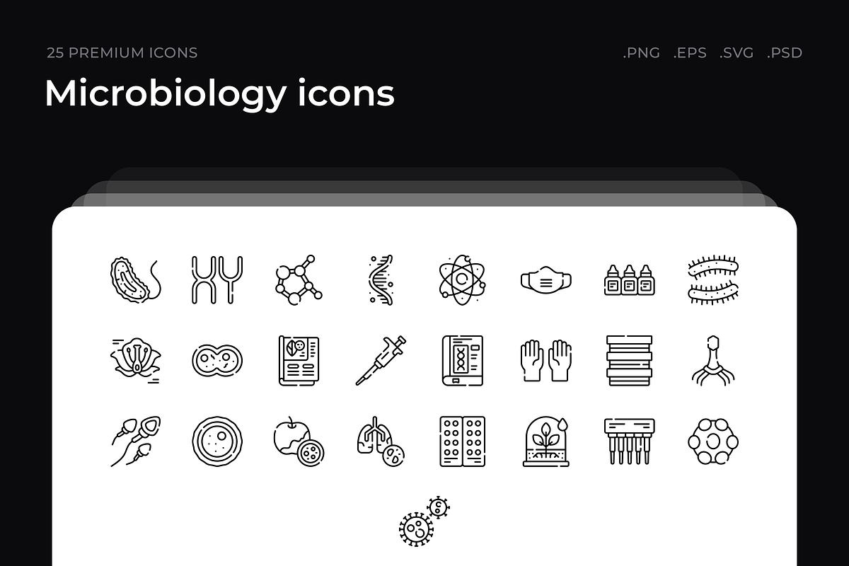 Microbiology icons, an Outline Icon by Wencory