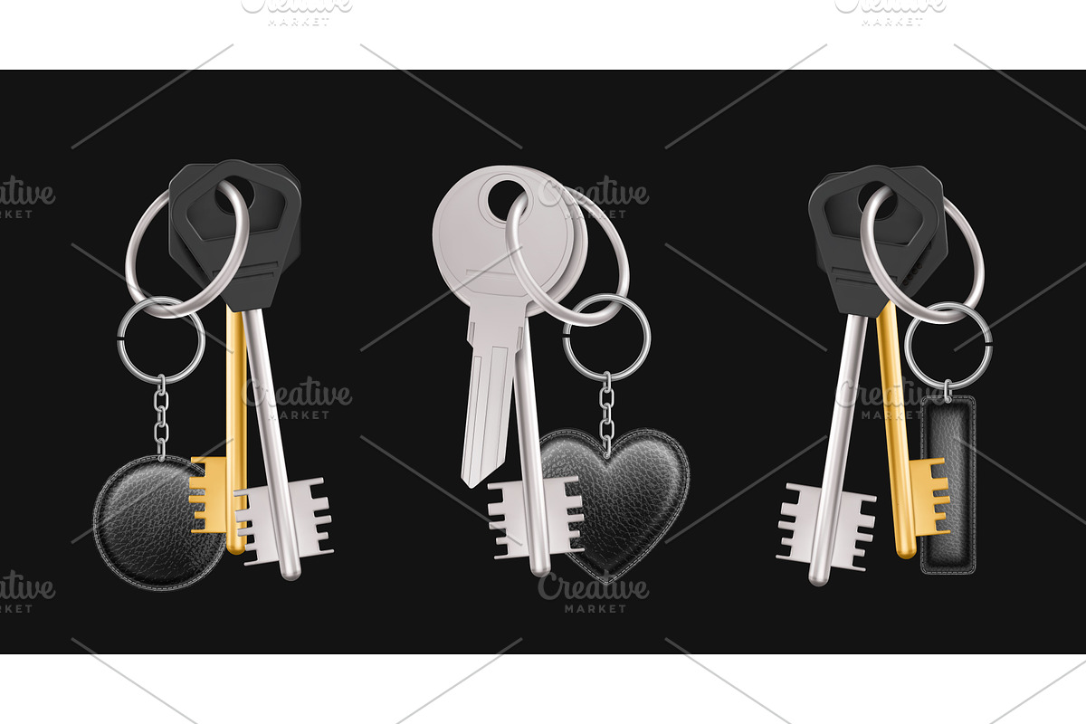 Silver metal keys bunch with ring, an Object Illustration by art PVP - market