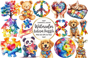 Autism Puzzle Sublimation Clipart, an Illustration by OK Design