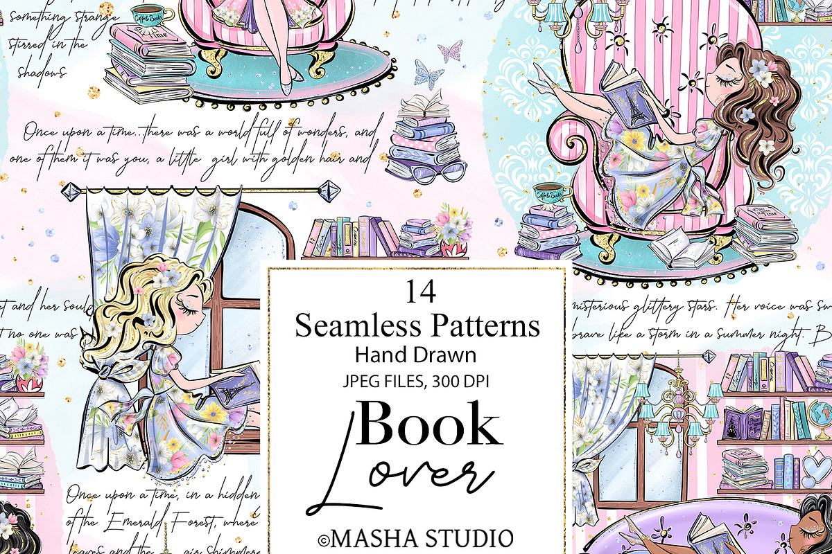 Book Lover Seamless Paper Pack, a Pattern Graphic by Masha  Studio (Photo 3 of 9)