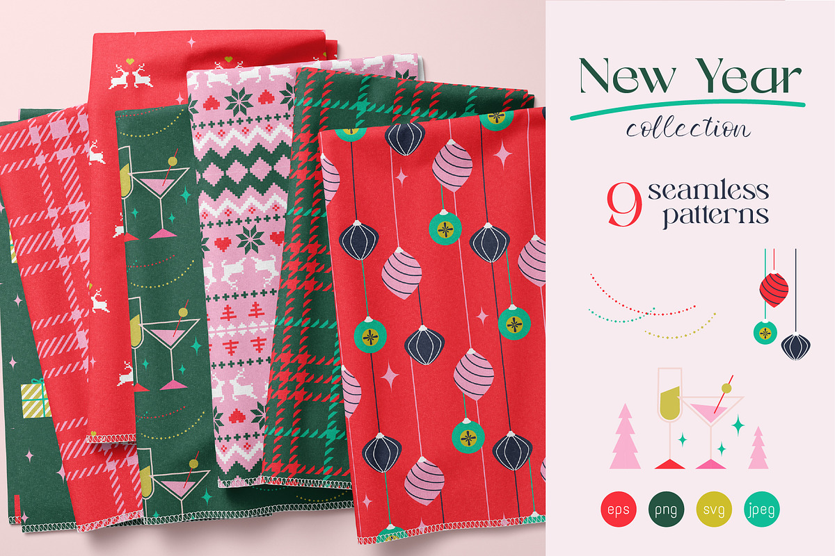 New Year - Seamless Patterns, a Pattern Graphic by InaCorart (Photo 1 of 7)