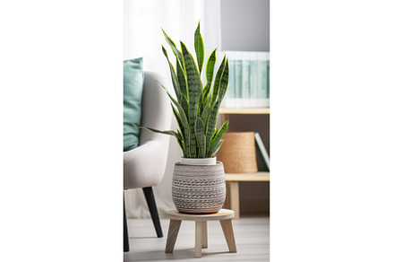 A potted snake plant sitting on a, a Nature Photo by tilialucida
