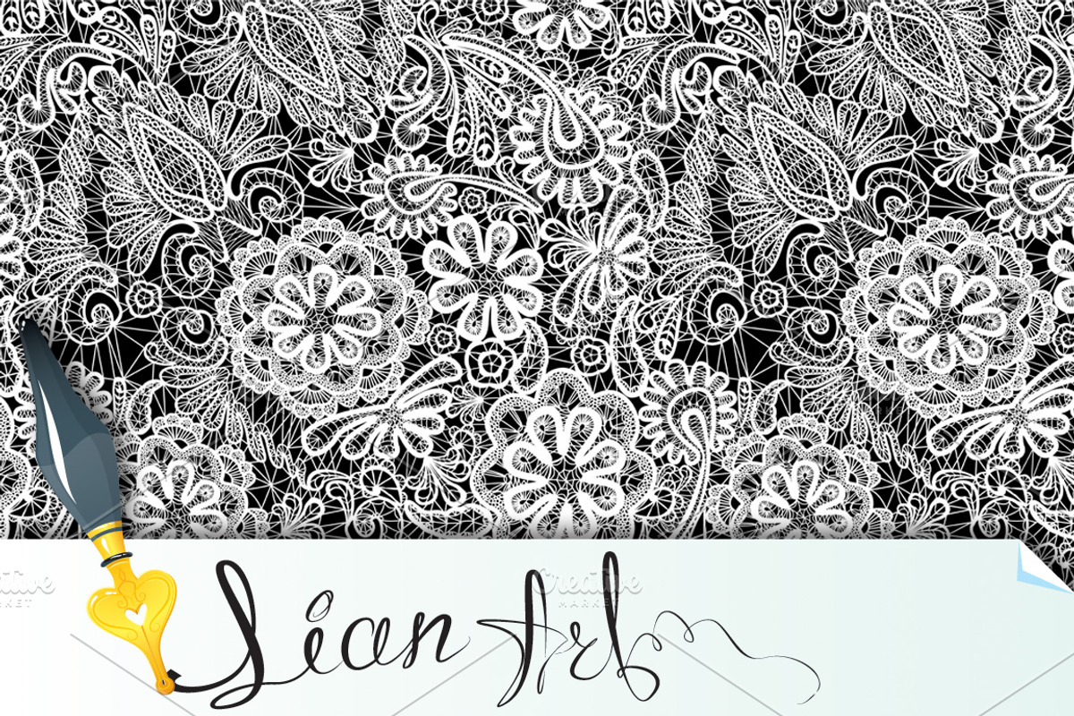 Lace seamless pattern with flowers