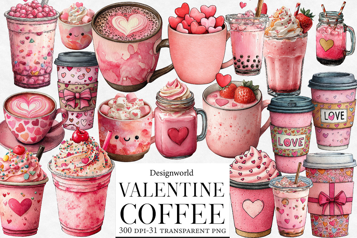 Valentine Coffee PNG Clipart, an Illustration by Designworld (Photo 1 of 5)