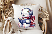 Polar Bear Reading Clipart, an Animal Illustration by Pixels.Craft (Thumbnail 6 of 7)