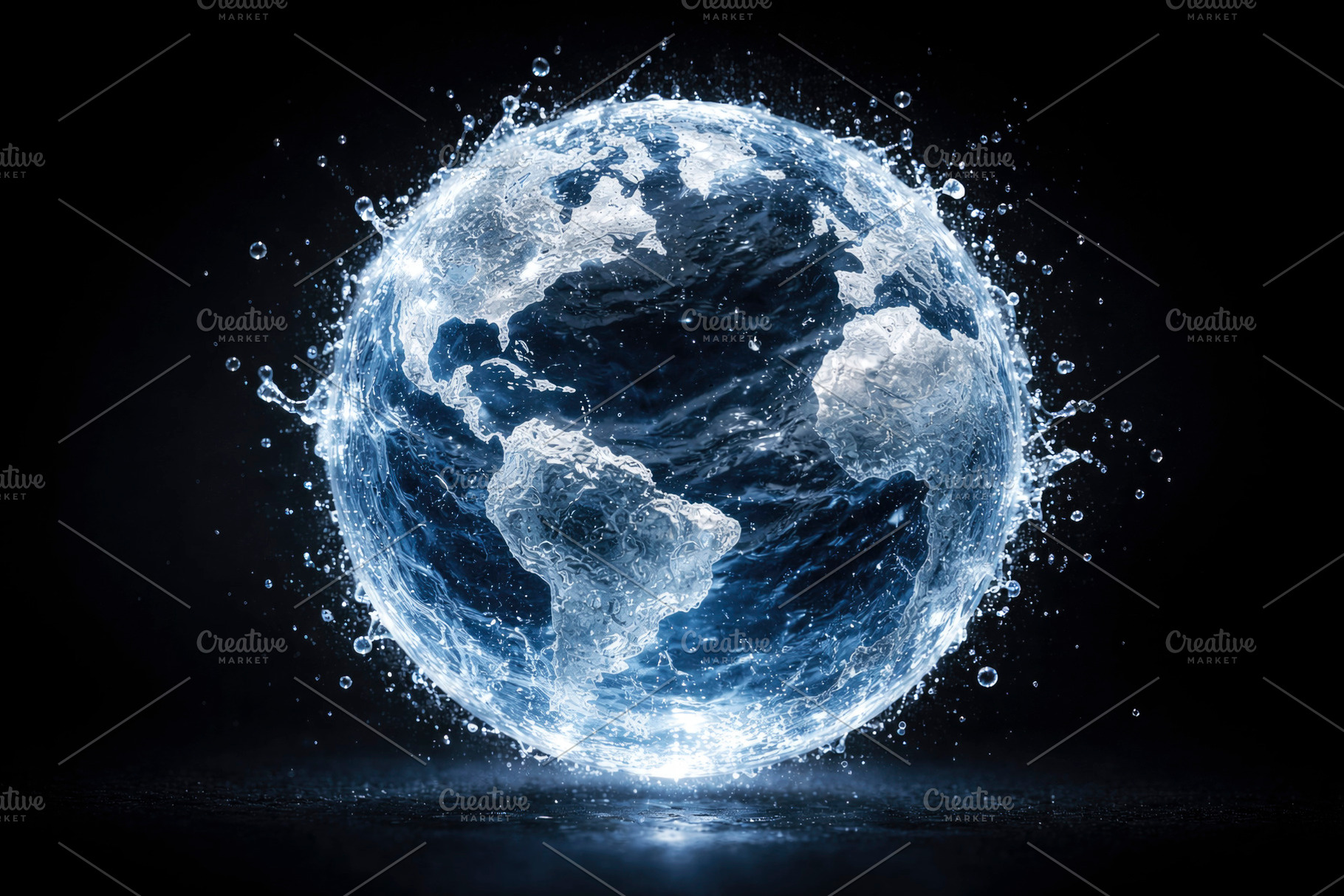 water globe shaped as the world, generative AI, a Photo by Nito