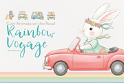 Rainbow Voyage. Cute Animals., an Animal Illustration by lokfrid (Thumbnail 1 of 5)