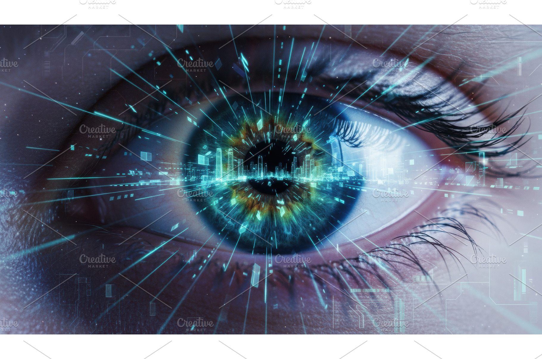 Closeup futuristic eye with digital, a Nature Photo by Igor Tichonow