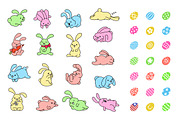 Bunny Hop Icons And Seamless Pattern, a Pattern Graphic by Iconka (Thumbnail 2 of 3)
