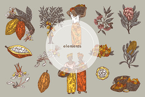 Cocoa Farm. Seamless Patterns.