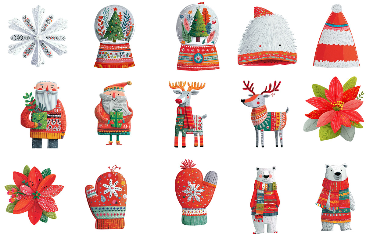Cute Christmas Clipart, an Illustration by Designworld (Photo 3 of 5)