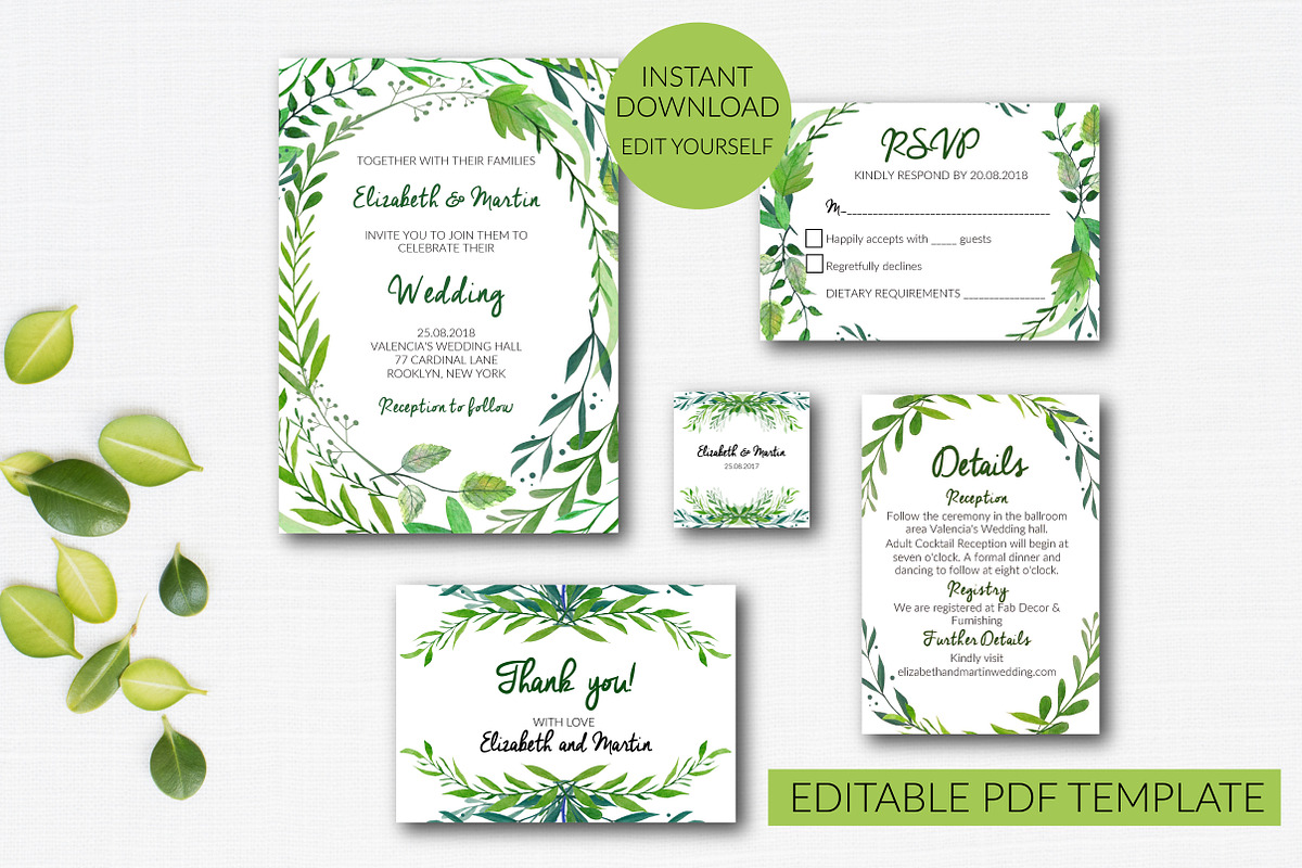 Wedding Invitation Set Template, an Invitation Template by Annakristal (Photo 1 of 4)