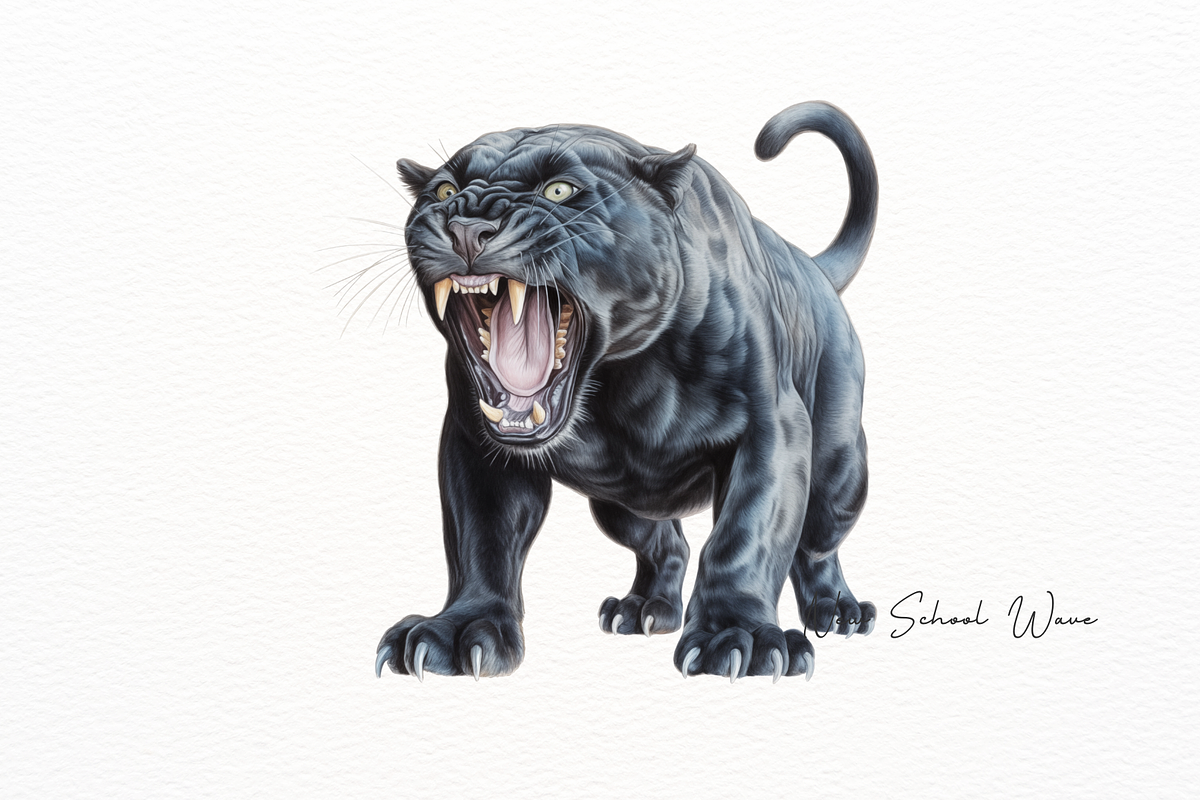 Elegant Black Panther Watercolor Set, an Illustration by New-School-Wave (Photo 3 of 5)