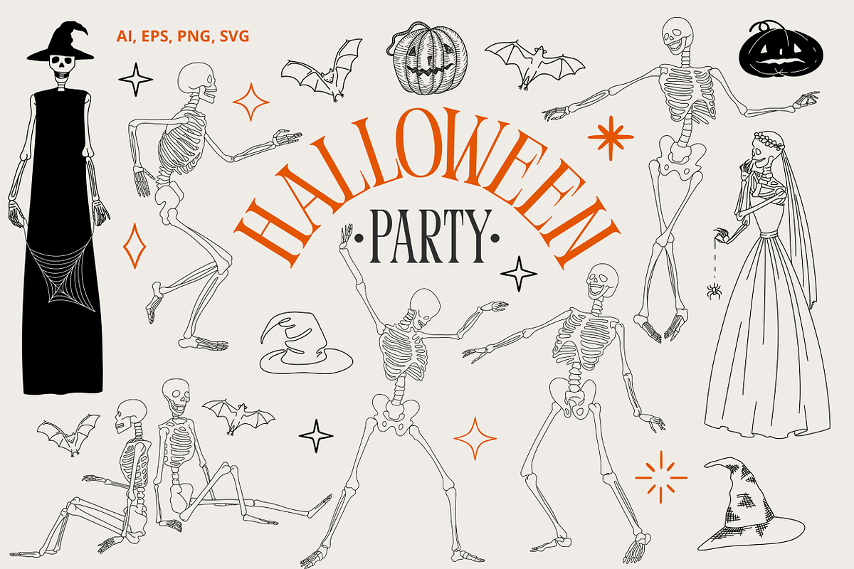 Halloween Party. Dancing Skeletons, an Object Graphic by AnMark (Photo 1 of 5)