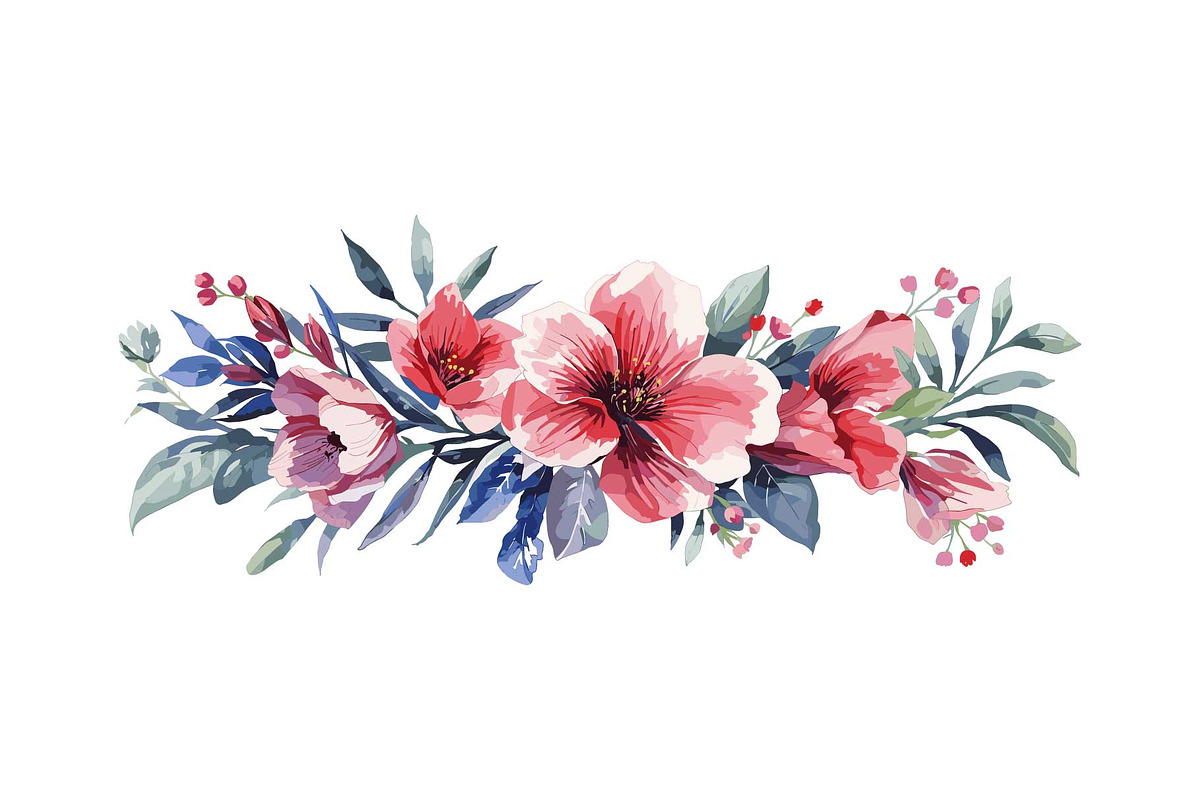 Elegant Watercolor Floral Border Set, an Object Graphic by Designs_River (Photo 4 of 13)
