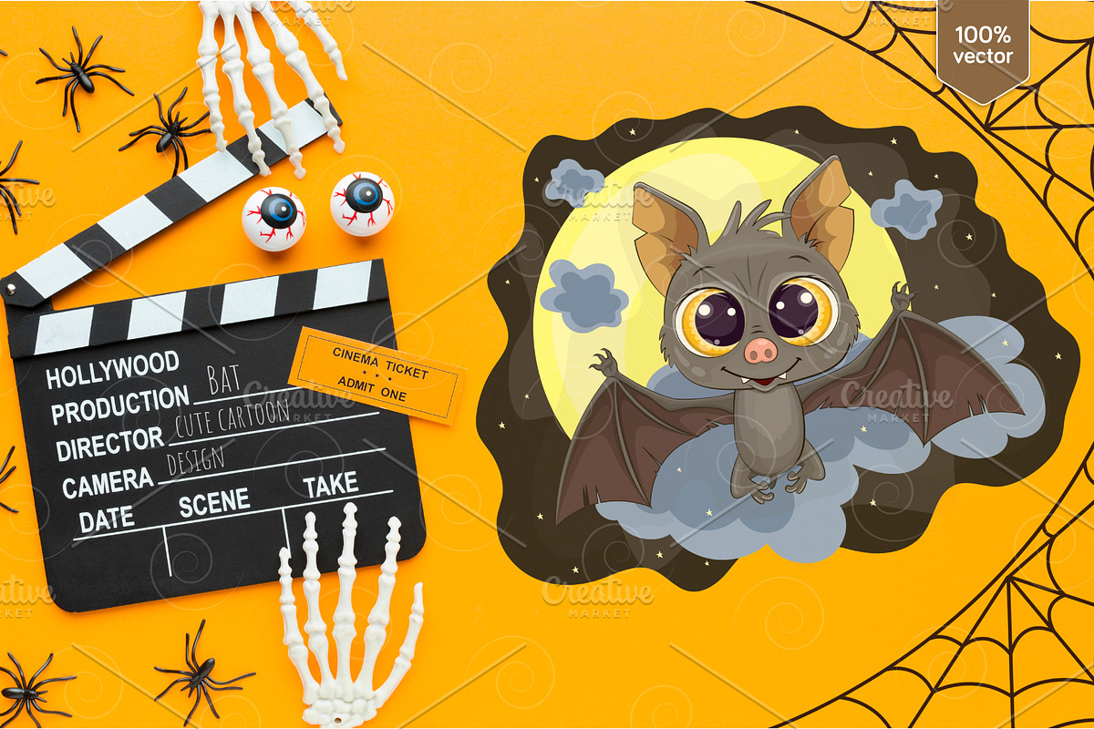 Cute halloween bat. Tshirt, PNG., an Animal Illustration by KENO Mascots (Photo 3 of 6)