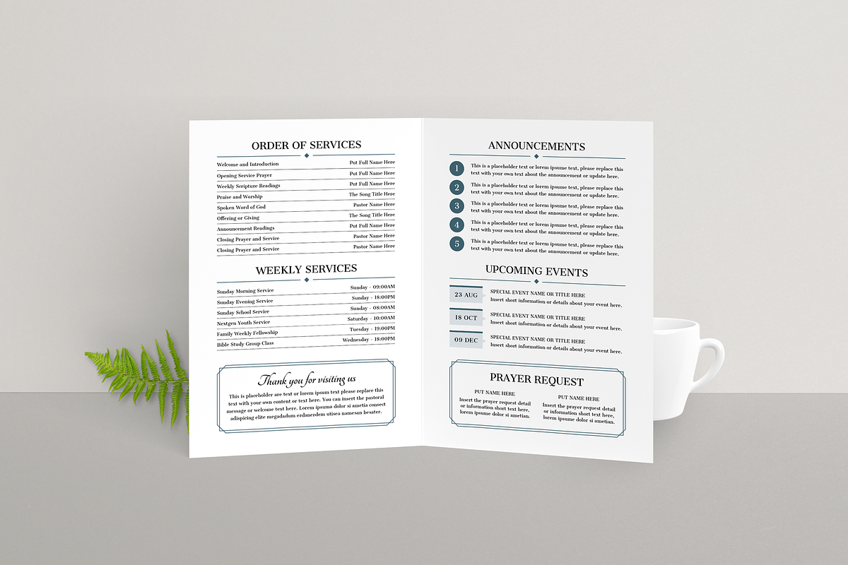 Church Bulletin | Canva, Word, Indd, a Brochure Template by Leaflove (Photo 3 of 6)