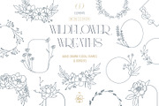 WILDFLOWER LINE-ART WREATHS, an Object Illustration by Kate Art (Thumbnail 1 of 13)