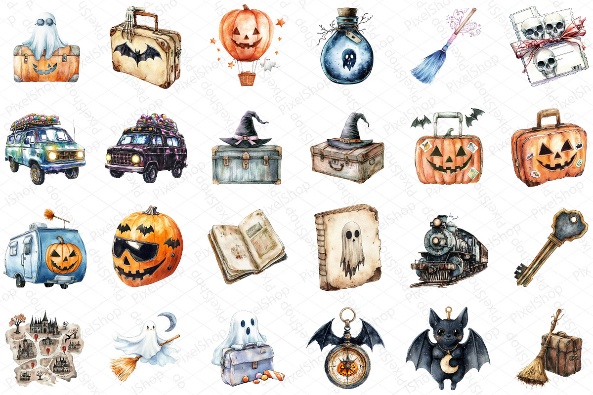 Spooky Halloween Travel Clipart, an Illustration by DreamPrint404 (Photo 2 of 5)