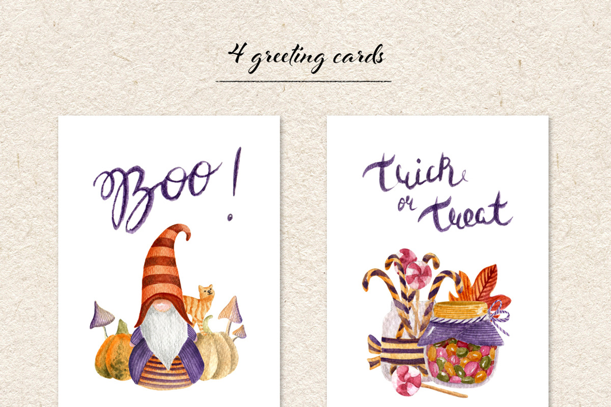 Halloween set. Watercolor gnomes, an Object Graphic by JuliaBadeeva (Photo 4 of 7)