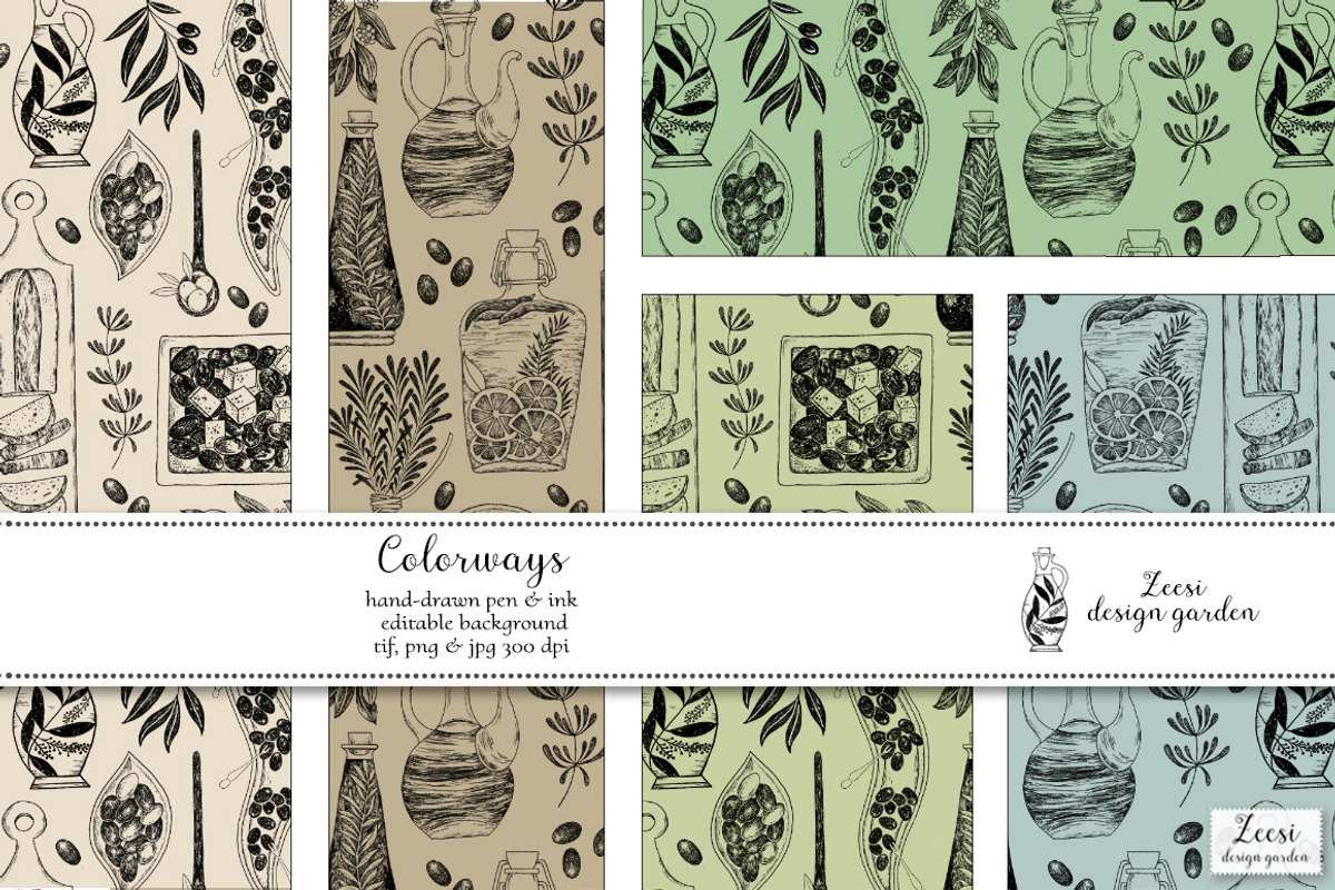 Olives Marinade Patterns & Motifs, a Pattern Graphic by Zeesi Design Garden (Photo 4 of 10)