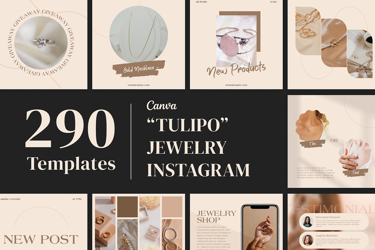 Jewelry Instagram Template for Canva, a Social Media Template by ...