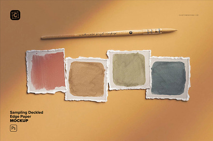Sampling Deckled Edge Paper, a Product Mockup by Custom Scene