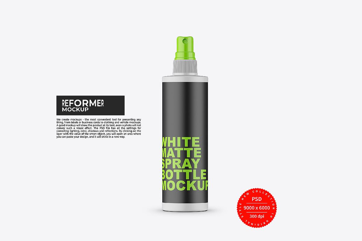 White Matte Spray Bottle Mockup, a Packaging Mockup by Reformer Mockup (Photo 3 of 5)