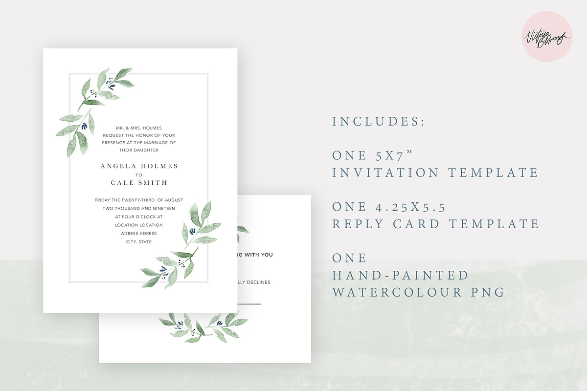 Minimalist Wedding Invitation Suite, an Invitation Template by Victoria Bilsborough (Photo 3 of 3)