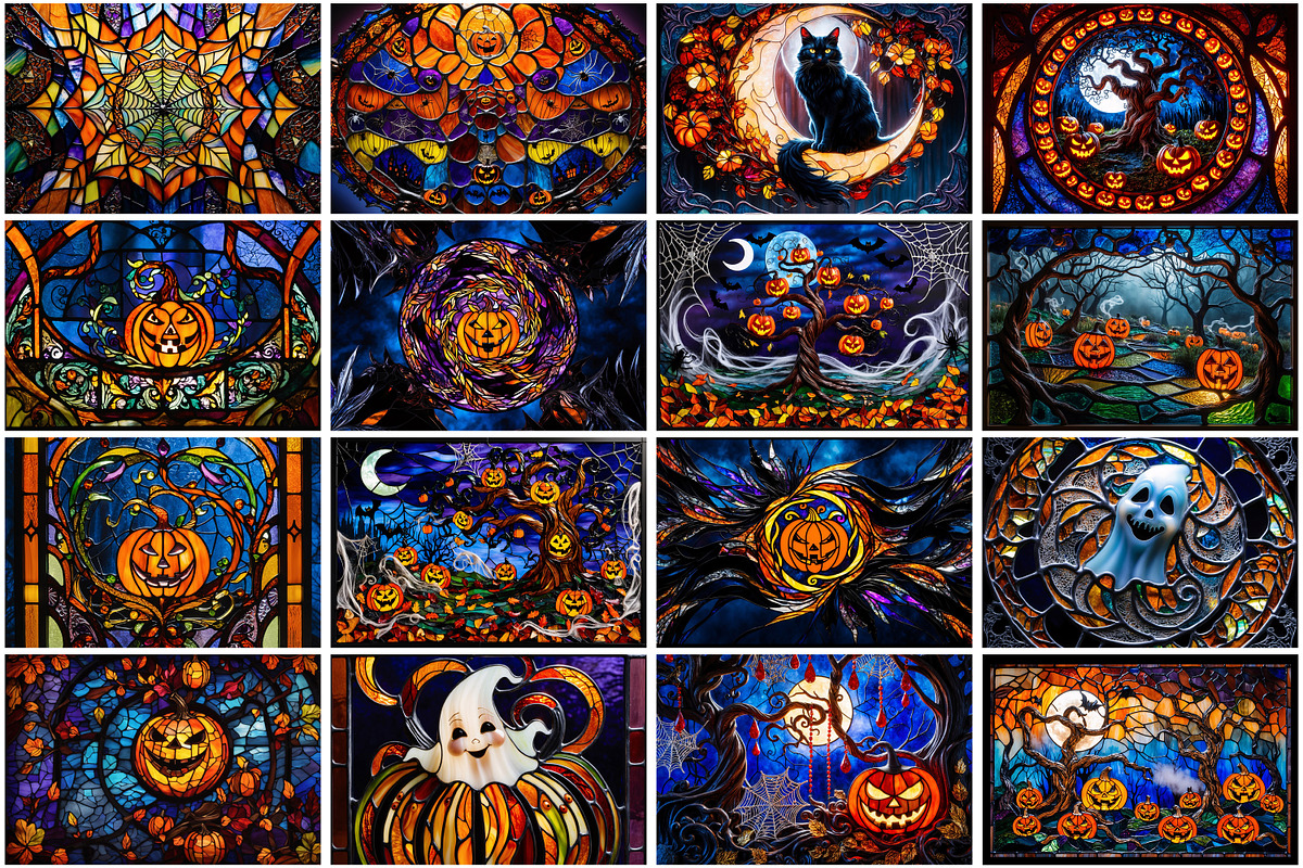 Halloween stained glass background, a Background Graphic by Forhadx5 (Photo 4 of 10)