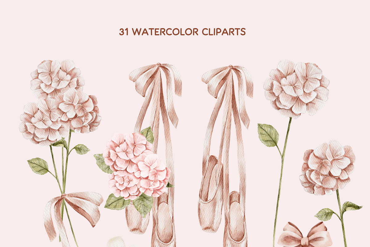 Ballet Blossoms Watercolor clipart, an Object Graphic by NikiArts (Photo 2 of 11)