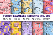 Vector seamless patterns 80s, 90s, a Pattern Graphic by Gurza SHOP (Thumbnail 1 of 8)
