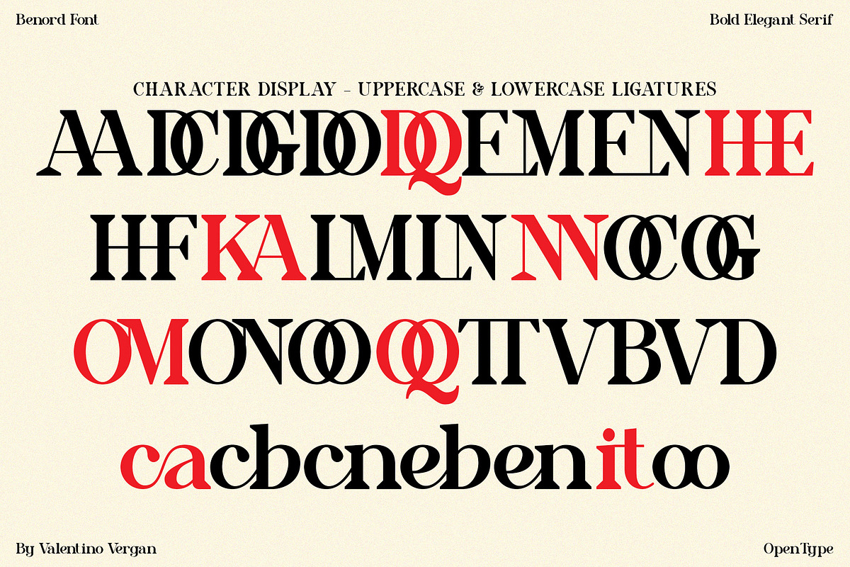 Benord - Bold Elegant Serif, a Serif Font by Valentino Vergan (Photo 13 of 14)