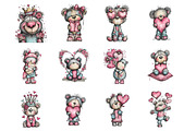 Whimsical Valentine Bear Clipart, an Illustration by Design Market (Thumbnail 3 of 3)