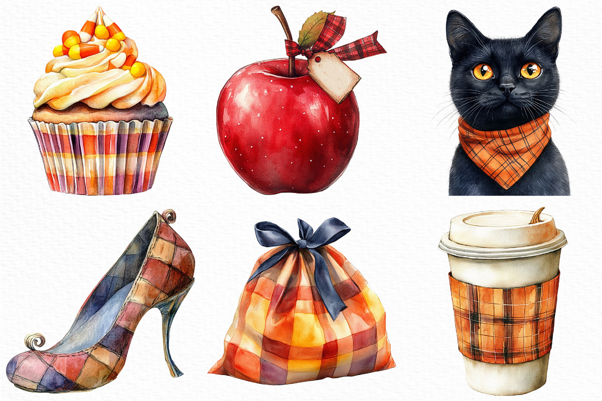 Halloween Autumn Plaid Clipart, an Illustration by Craft Nest (Photo 2 of 6)