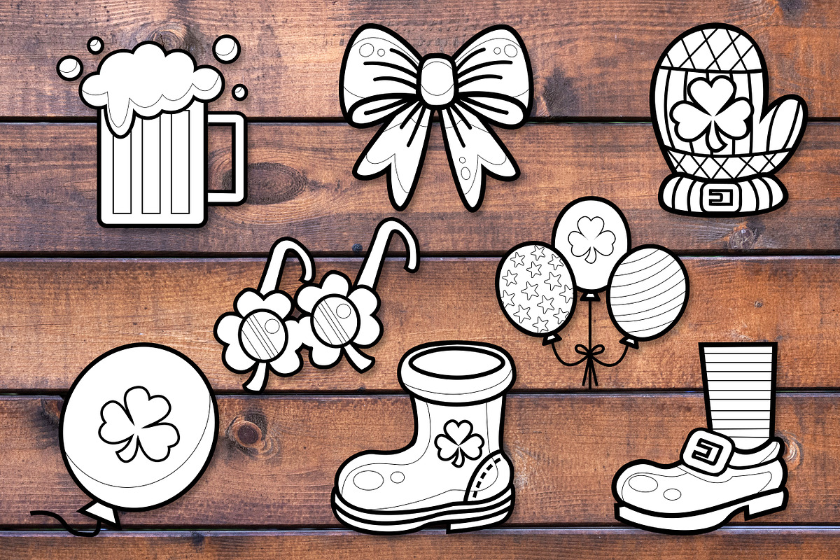 St. Patrick Black & White Clipart, a Seasonal Illustration by V Design Creator (Photo 5 of 8)