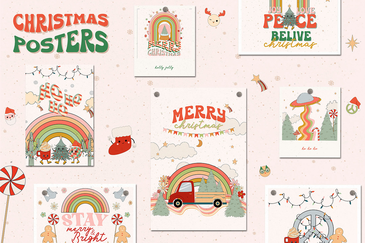 Holly Jolly Groovy Christmas, a Seasonal Illustration by Mio Buono (Photo 2 of 13)