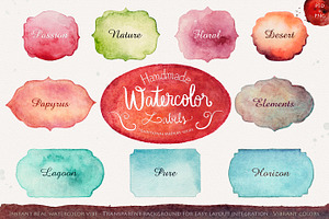 Handmade watercolor labels