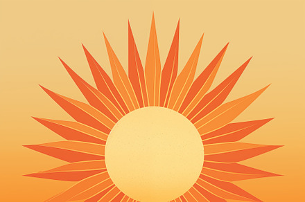 Minimalist sun illustration. A stylized sun with sharp rays radiating outward,, an Object Graphic by Textures & Backgrounds