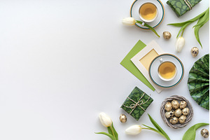 Easter table setting with tulips tea, a Holiday Photo by tilialucida