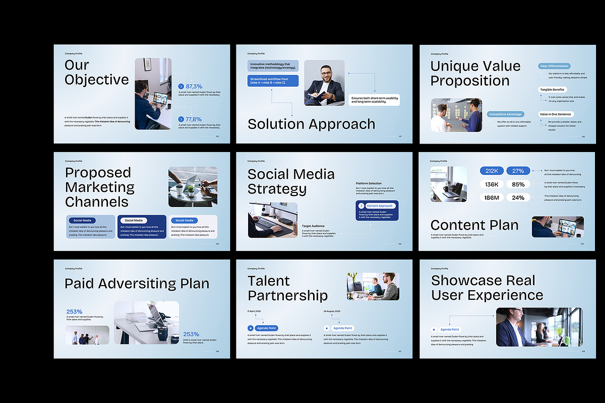 Navy Gradient Project Proposal PPT, a Presentation Template by Neermana (Photo 3 of 4)
