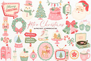 Retro Christmas Clipart Holiday PNG, a Seasonal Illustration by SugarCloudStudioArt (Thumbnail 1 of 7)