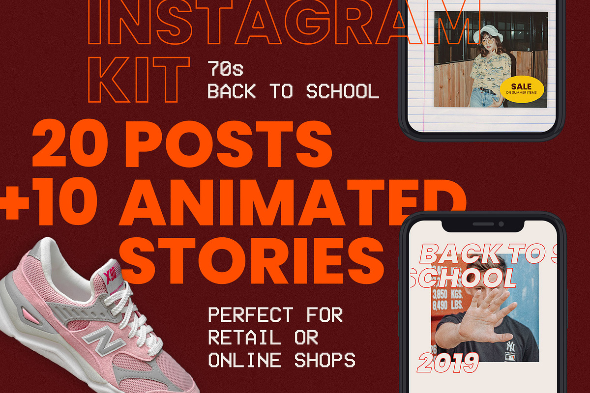 70s BACK TO SCHOOL - Instagram kit, a Social Media Template by Ratatap! (Photo 1 of 7)