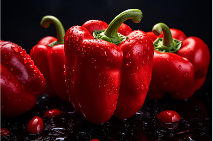 Aromatic Red bells peppers. Generate, a Food & Drink Photo by Ylivdesign