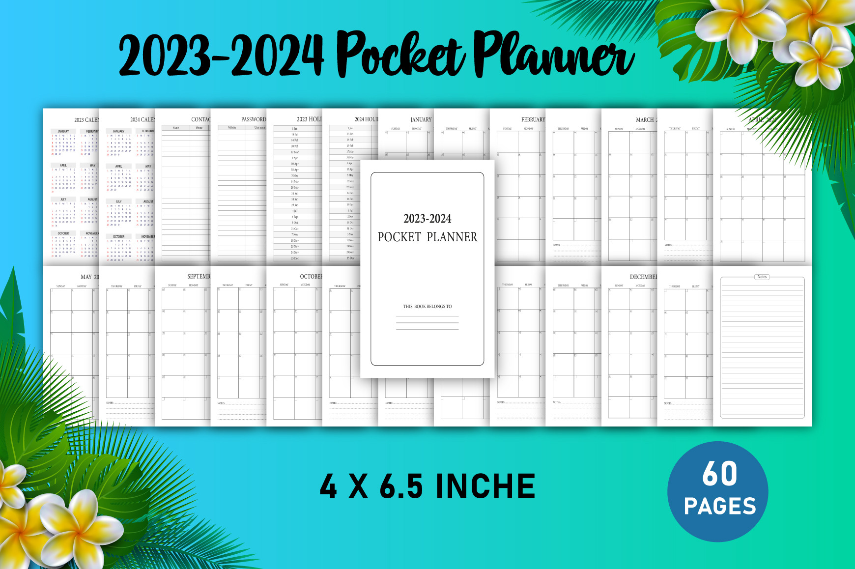 Editable 2023-2024 Pocket Planner by Designmela01 | Creative Market