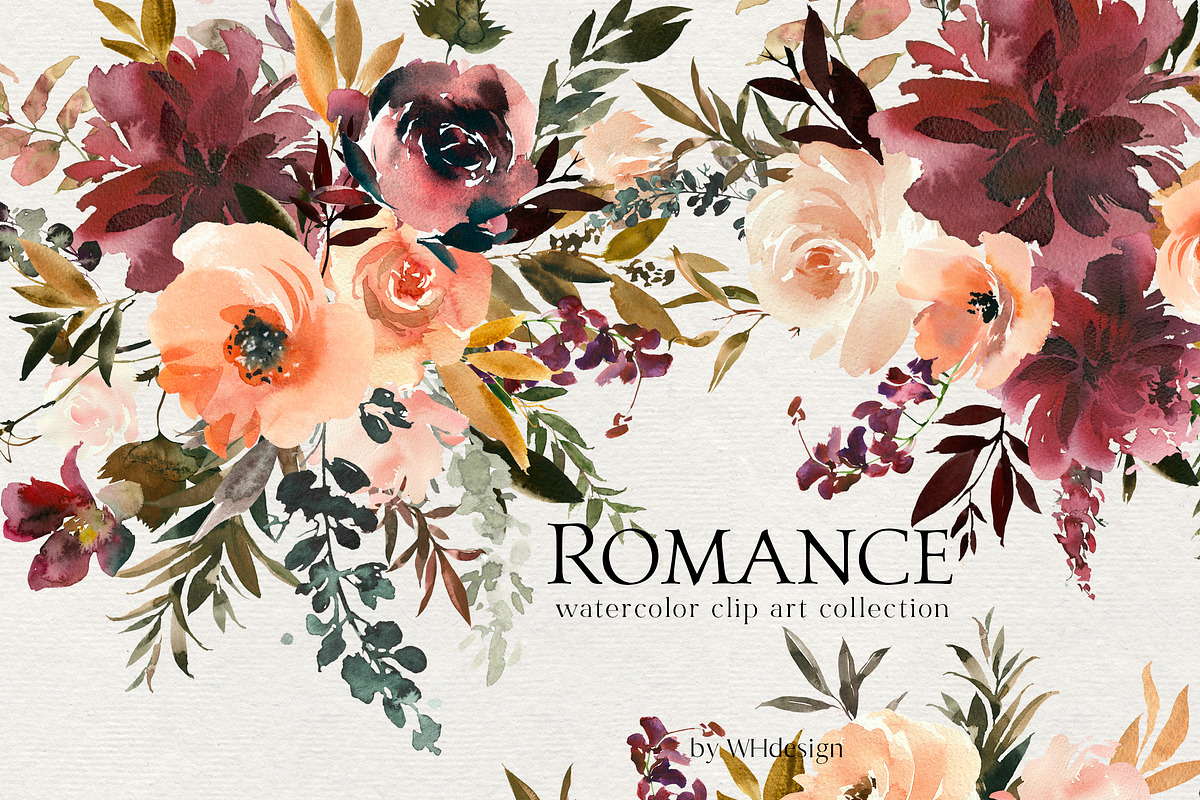 Romance Floral Clip Art Collection, a Decorative Illustration by whiteheartdesign (Photo 1 of 8)