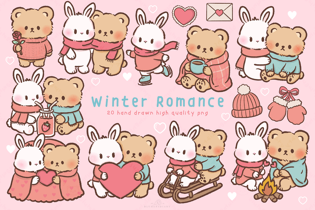 Winter Romance animals clipart, an Animal Illustration by Blumensdiary (Photo 1 of 7)