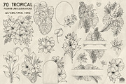Tropical floral line art + Procreate, a Decorative Illustration by Skliarova (Thumbnail 2 of 4)