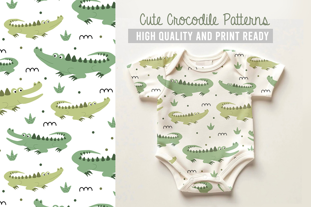 Cute Crocodile Seamless Pattern, a Pattern Graphic by Waterystrokes (Photo 1 of 4)